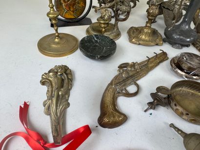 Set of bronze or brass trinkets including...