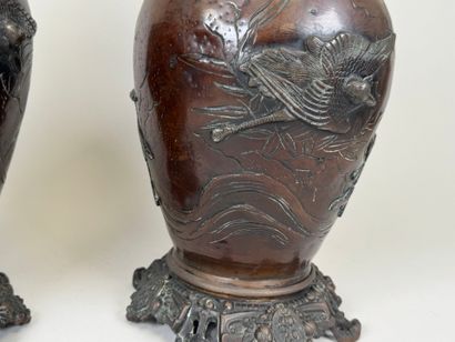 JAPAN, early 20th c. Pair of patinated regula...