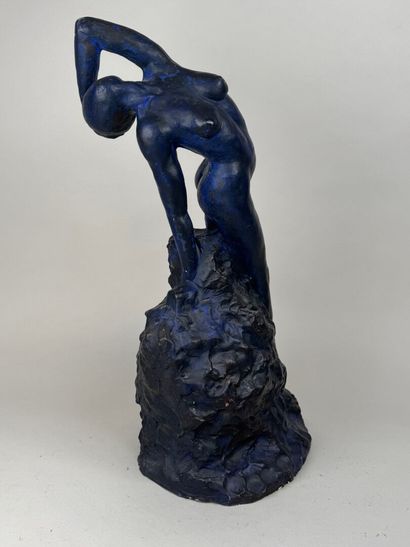 École XXe.
Femme nue au rocher.
Grand sujet...