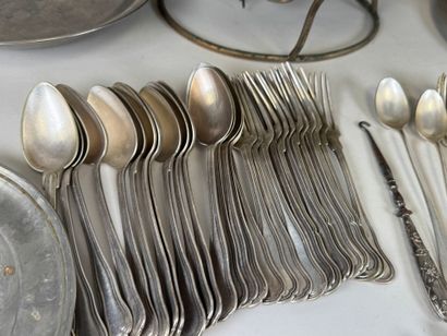 Lot of silver-plated or pewter platerie (some...