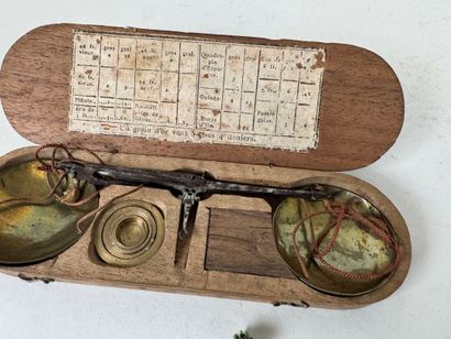 Small jeweler's trebuchet in wooden box with...