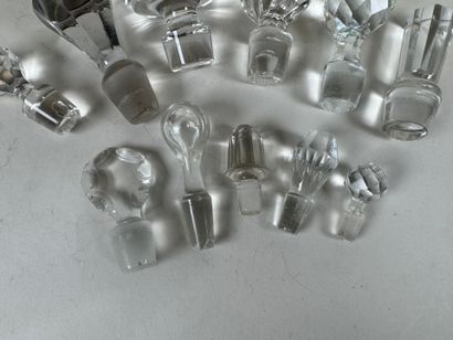Set of 11 glass and crystal stoppers for...