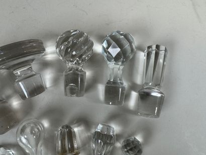 Set of 11 glass and crystal stoppers for...
