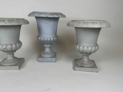 Paire de petits vases de jardin en fonte...