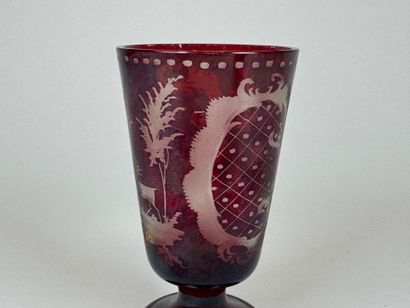 BOHEME. cut-crystal vase on pedestal decorated...