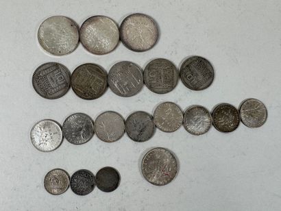 Lot of silver coins :
- 5 Turin 10 franc...