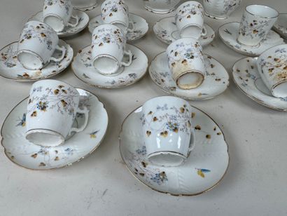 Polychrome and gold porcelain coffee service...