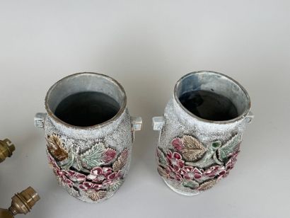 Pair of vases with small handles, decorated...