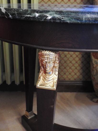 Small pedestal table with ormolu Egyptian...