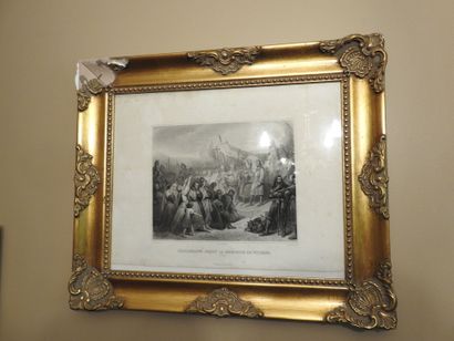 Set of 14 lithographs depicting historical...