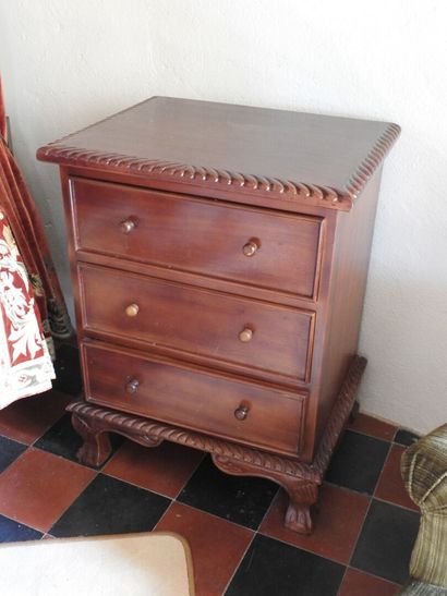 Pair of wooden bedside cabinets opening with...