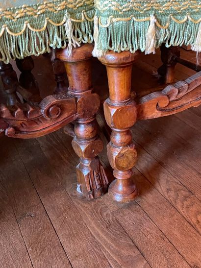 Suite of ten Henri II style chairs in carved...