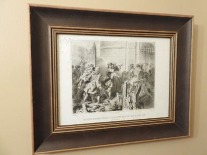 Set of 14 lithographs depicting historical...