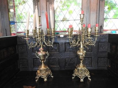 Pair of 6-light candelabra with 5 brass arms....