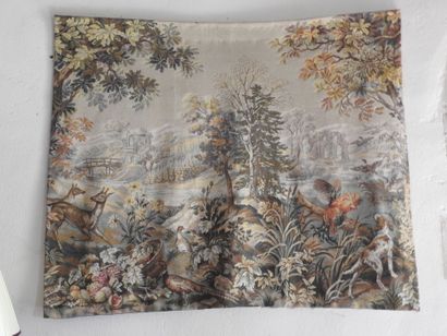 Set of three XXth century mechanical tapestries,...