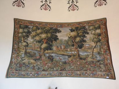 Machine tapestry decorated with greenery...
