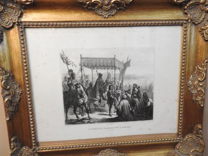 Set of 14 lithographs depicting historical...