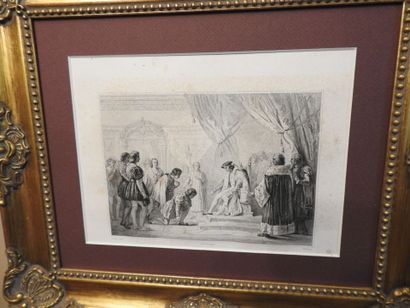 Set of 14 lithographs depicting historical...