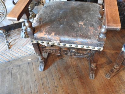 Pair of carved wood armchairs with gilded...