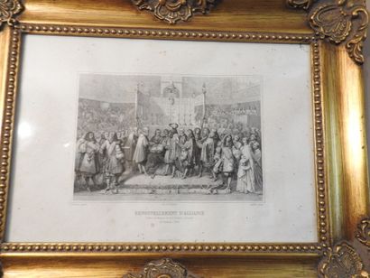 Set of 14 lithographs depicting historical...