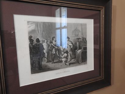 Set of 14 lithographs depicting historical...