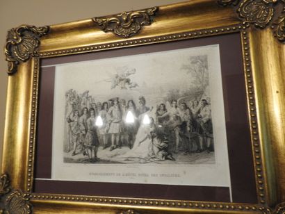 Set of 14 lithographs depicting historical...