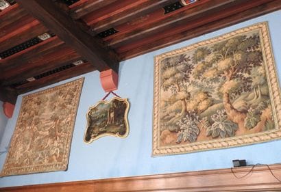 Tapestry comprising three modern tapestries...