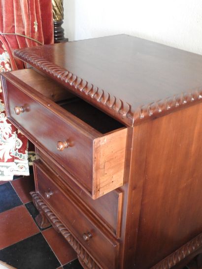 Pair of wooden bedside cabinets opening with...