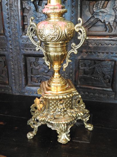 Pair of 6-light candelabra with 5 brass arms....