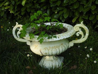 Paire de vases Médicis en fonte laqués blanc...