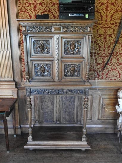Carved walnut credenza cabinet decorated...