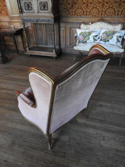 Molded and gilded wood Bergère with ears.
Louis...