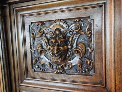 Carved walnut credenza cabinet decorated...
