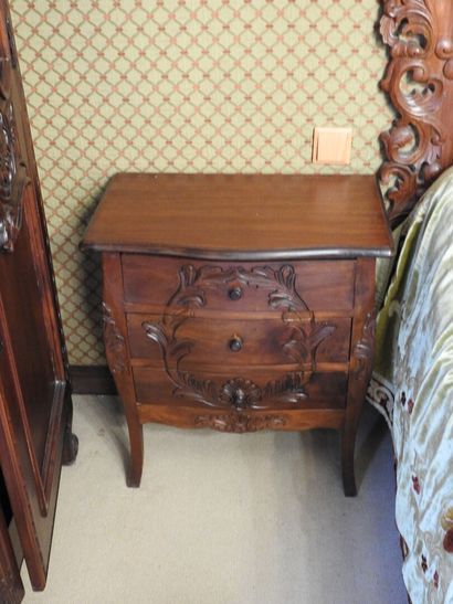 Two rustic bedsides opening with three drawers....
