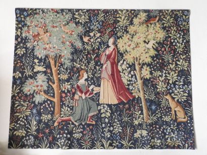 Set of three XXth century mechanical tapestries,...