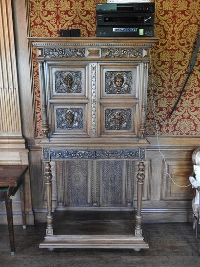 Carved walnut credenza cabinet decorated...
