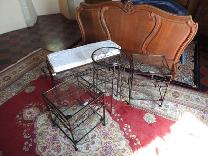 Set of metal furniture including a bench,...