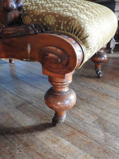 Carved mahogany armchair, sphinx-shaped armrests,...