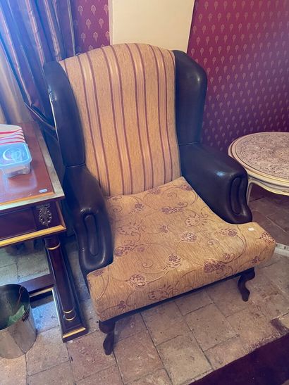 Leather and fabric two-seater sofa.
90 x...