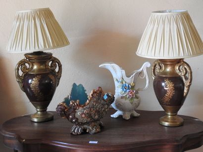 Lot including :
- two painted porcelain lamps....