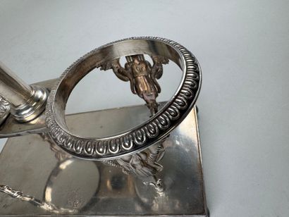Porte huilier-vinaigrier en métal argenté...