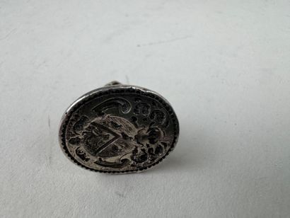 Sceau ou cachet de pouce en argent à décor...