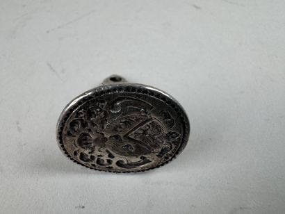 Sceau ou cachet de pouce en argent à décor...