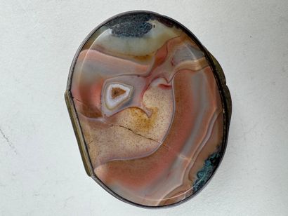 Petite boîte pilulier en argent et pierres...