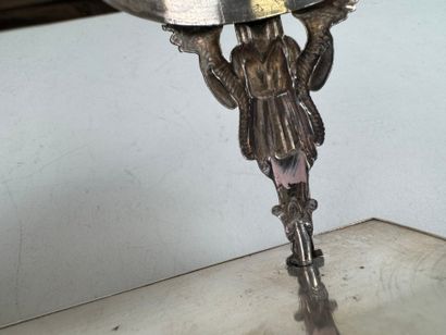 Porte huilier-vinaigrier en métal argenté...