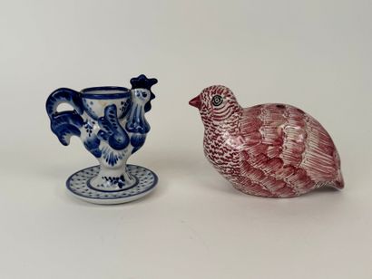 Polychrome earthenware lot comprising an...