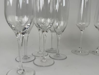 BAYEL.
Set of six crystal champagne flutes.
H....