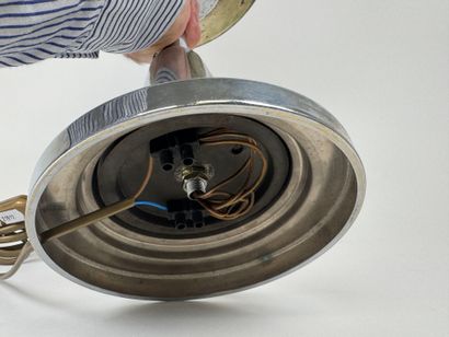 Chromed metal desk lamp, with stepped circular...