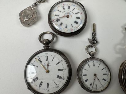 Set of three gousset watches, a vest chain...