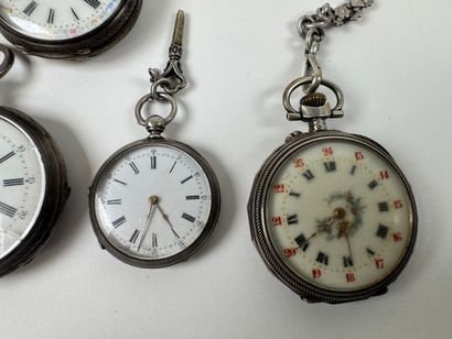 Set of three gousset watches, a vest chain...